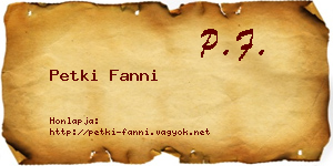 Petki Fanni névjegykártya